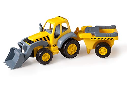 Miniland - Súper Tractor con remolque de gran tamaño y resistencia, Amarillo Y Gris