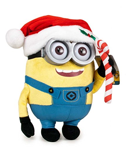 MINIONS PELUCHES NAVIDAD CON GORRO ROJO DE PAPA NOEL - OJOS DE PLÁSTICO. CALIDAD SUPER SOFT - 28CM - ESPECIAL NAVIDAD "LOS MINIONS" (GRU, MI VILLANO FAVORITO) (BOB NAVIDAD)