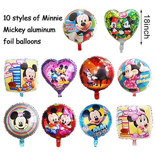 Minnie Mouse Globos, 20PCS Globos paraFiesta Temática de Mickey Mouse Artículos de Fiesta de Mickey y Minnie para Primer Cumpleaños