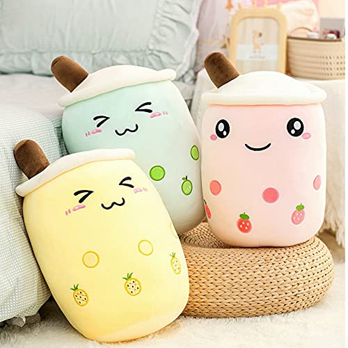 MKZHANG 24cm-70cm Pink Strawberry Milk Tea Cup Plushie Toy Fruta de Peluche Lemon Pearl Milk Tea Hug Almohada para niños Cumpleaños Navidad 22-24cm pinkcute