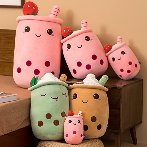 MKZHANG 24cm-70cm Pink Strawberry Milk Tea Cup Plushie Toy Fruta de Peluche Lemon Pearl Milk Tea Hug Almohada para niños Cumpleaños Navidad 22-24cm pinkcute