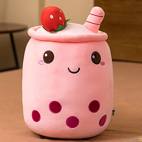 MKZHANG 24cm-70cm Pink Strawberry Milk Tea Cup Plushie Toy Fruta de Peluche Lemon Pearl Milk Tea Hug Almohada para niños Cumpleaños Navidad 22-24cm pinkcute