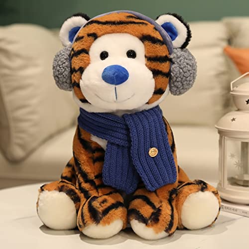 MKZHANG 25cm-40cm Cute Tiger Figurine Tiger Peluche de Juguete con Auriculares Juguete para niños Regalo de cumpleaños niño niña bebé Decoración Regalo 25cm Auricular