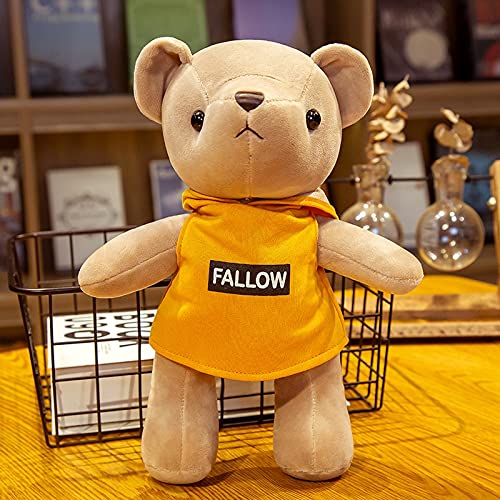 MKZHANG 26CM Lindo Oso de Peluche Juguetes de Peluche Blanco-marrón Osos de Peluche con Ropa muñecas Regalos de cumpleaños para niños Banquete de Boda marrón Claro