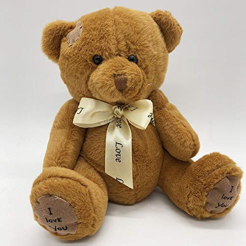 MKZHANG Oso de Peluche de 18 CM, muñecos con Parche, Osos de Tres Colores, Juguetes de Peluche, niños, Juguetes para niños, Regalos de Boda, marrón Oscuro