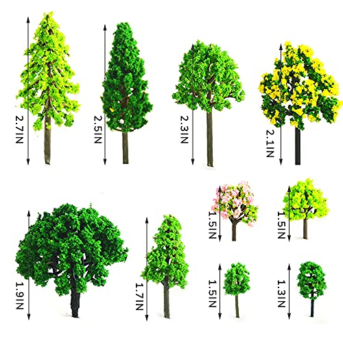 Mlysnd Arboles Maqueta, 55 Piezas Diorama árboles en Miniatura Hecho de Plástico para DIY, Mesa de Arena, Ferrocarril, Arquitectura, Paisaje en Miniatura (3-7cm)