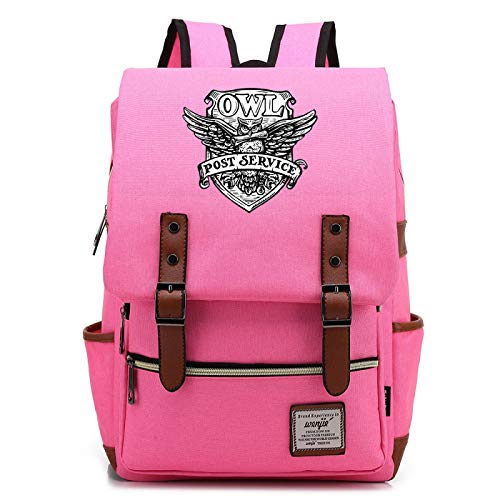 MMZ Mochila de búho para Adolescentes Mochila de Viaje para niños y niñas Mochila Ligera para portátil 38X27X12.5CM Rosa