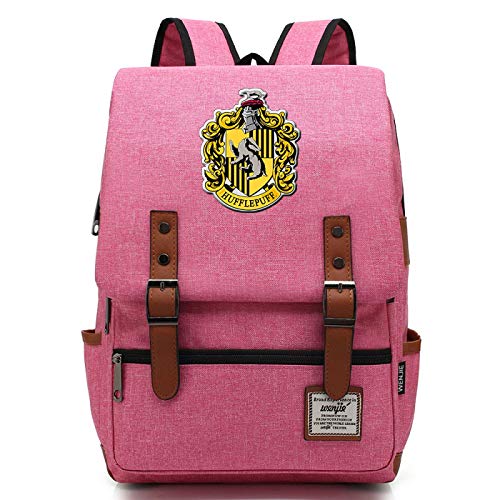 MMZ Mochila de Harry Potter Mochila Escolar de Hufflepuff Mochila de Viaje para niños y jóvenes para Mujeres Rosa Mediana