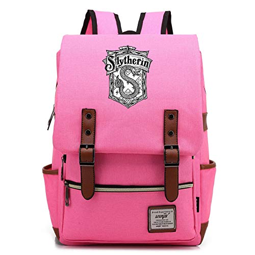 MMZ Mochila Unisex, Estilo Slytherin, Mochila Escolar de Gran Capacidad para Escuela Primaria y Secundaria 38X27X12.5CM Rosa