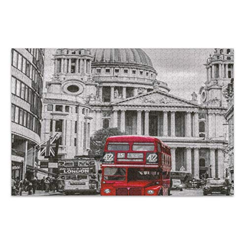 Mnsruu Rompecabezas de 500 piezas para adultos y niños, rompecabezas de viaje de autobús de Londres, juguetes de regalo, 52 x 38 cm