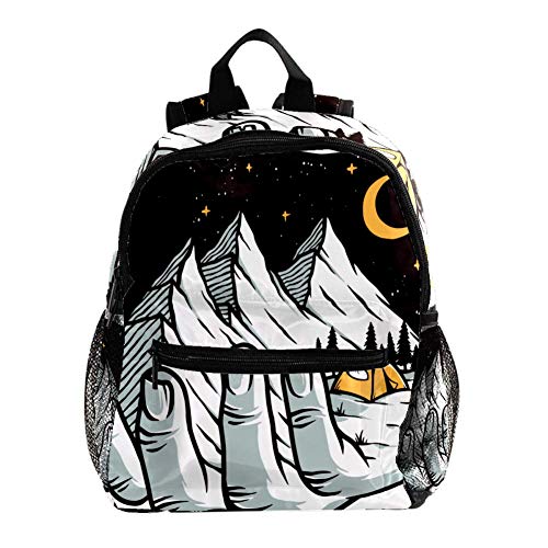 Mochila 3-8 Años Dedo Montaña Noche Mochila Ligera para Niños Pequeños para Preescolar Guardería Y Bolsa De Pañales para Bebés De Viaje 25.4x10x30CM