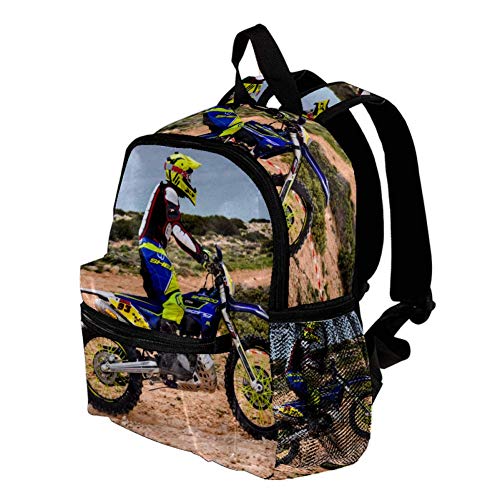 Mochila 3-8 Años Motocicleta Motocross Moto Mochila Ligera para Niños Pequeños para Preescolar Guardería Y Bolsa De Pañales para Bebés De Viaje 25.4x10x30CM