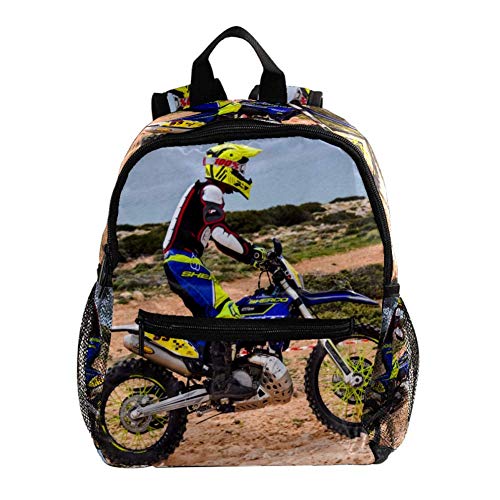 Mochila 3-8 Años Motocicleta Motocross Moto Mochila Ligera para Niños Pequeños para Preescolar Guardería Y Bolsa De Pañales para Bebés De Viaje 25.4x10x30CM