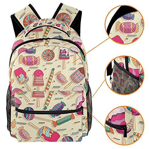 Mochila de escuela de princesa, mochila para niñas y niños, bolsa de libros para mujeres, niñas, bolsa de libro, triángulos de rayas, patrón blanco y negro, Sweety Candy Pattern 3, Medium