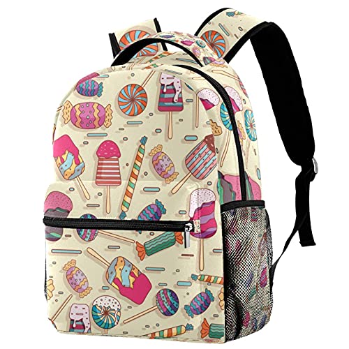 Mochila de escuela de princesa, mochila para niñas y niños, bolsa de libros para mujeres, niñas, bolsa de libro, triángulos de rayas, patrón blanco y negro, Sweety Candy Pattern 3, Medium