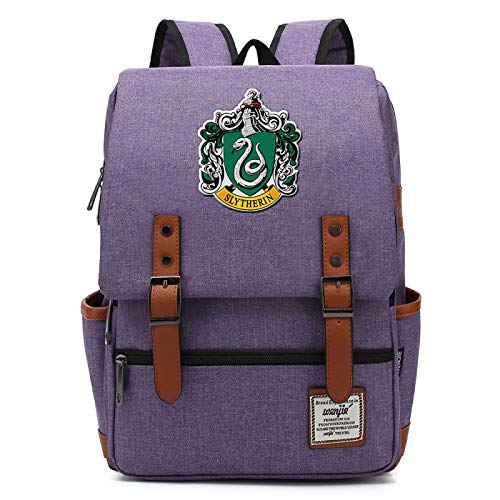 Mochila de Harry Potter para niñas y niños Mochila Ligera para Libros de 7 a 15 Grados Paquete para Estudiantes Slytherin Purple