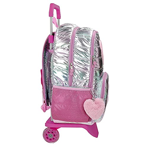 Mochila Enso Fancy Doble Compartimento con Carro, Rosa, 32x44x17 cm