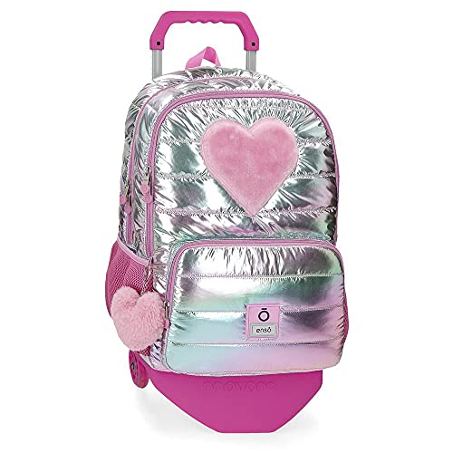 Mochila Enso Fancy Doble Compartimento con Carro, Rosa, 32x44x17 cm