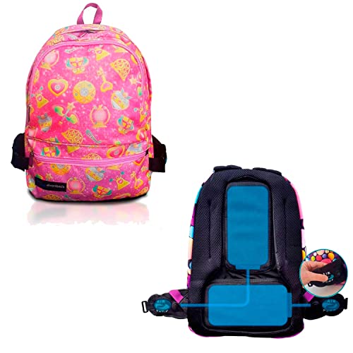 Mochila Escolar Sistema Air Pump AIRONBACK ergonómica con Sistema de cámaras de Aire. Ayuda al Equilibrio y a la posición de la Espalda (Rosa)