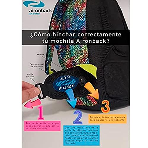 Mochila Escolar Sistema Air Pump AIRONBACK ergonómica con Sistema de cámaras de Aire. Ayuda al Equilibrio y a la posición de la Espalda (Rosa)