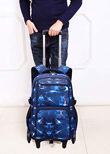 Mochila Escolares Bolsa con 6 Ruedas - Belegao Niños Niñas Adolescentes Bolsa con Ruedas Mochila Primaria Impermeable Gran Capacidad Extraíble para niños Estudiante Niños Escuela Viaje