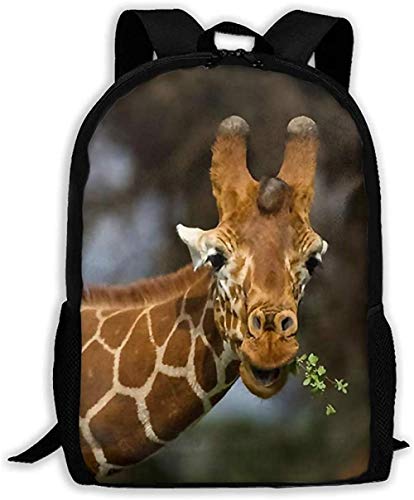 Mochila Escolar,Unisex Bolsas de Libros de Hombro Unisex Paquete Ajustable Informal Universidad Jirafa Divertida Comer Hierba Niños Adultos Al Aire Libre Dayback Oxford Bolsa de Viaje Bolsa para Comp