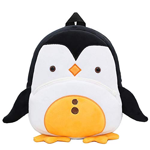 Mochila Infantil Kindergarten, Pequeño Linda Mochilas para Guardería Pingüino Animales Design Suave Mochila de Felpa para Bebe Niños Niñas 2-4 Años