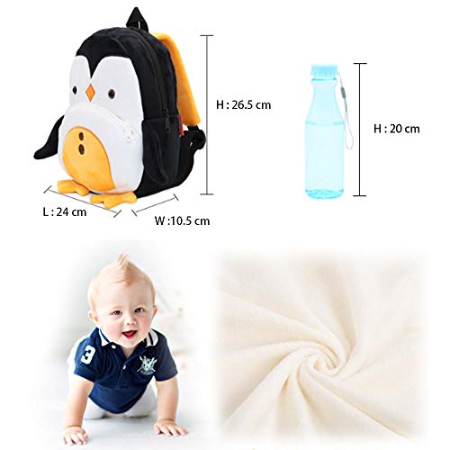 Mochila Infantil Kindergarten, Pequeño Linda Mochilas para Guardería Pingüino Animales Design Suave Mochila de Felpa para Bebe Niños Niñas 2-4 Años