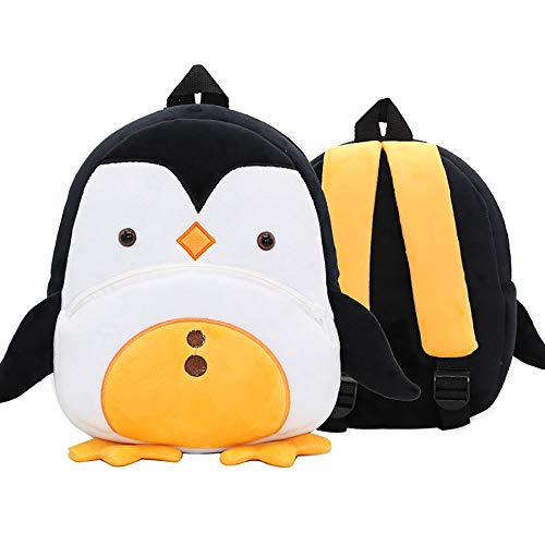 Mochila Infantil Kindergarten, Pequeño Linda Mochilas para Guardería Pingüino Animales Design Suave Mochila de Felpa para Bebe Niños Niñas 2-4 Años