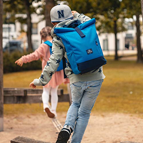 Mochila Infantil Niños y Niñas Azul- Johnny Urban Junior Bolso Aaron Hecho de Botellas Pet Recicladas, Mochila para Niños Escolares, Guardería y Colegio, Repelente al Agua y sin BPA