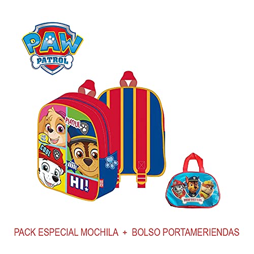 Mochila infantil y bolsa portameriendas de la patrulla, pack especial vuelta al cole. Producto Oficial