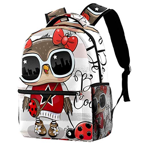 Mochila Niña Owl Ladybug Mochila Escolar Impresión Linda Mochila de Viaje para Adolescentes Niña 29.4x20x40cm