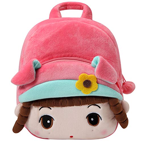 Mochila para Niña, Kasgo Pequeño Mochilas Infantil Linda Mochilas Guardería Bebe Animales 3D Suave Mochila de Felpa （Niña Rosa）