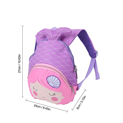 Mochila para niñas, mochila escolar resistente al agua de tela Oxford portátil para niños linda mochila escolar de sirena con espalda acolchada y correas ajustables(Violeta)