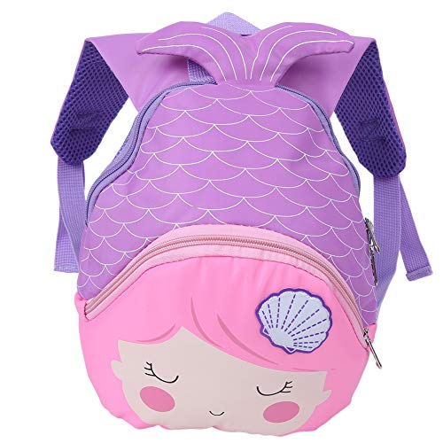 Mochila para niñas, mochila escolar resistente al agua de tela Oxford portátil para niños linda mochila escolar de sirena con espalda acolchada y correas ajustables(Violeta)