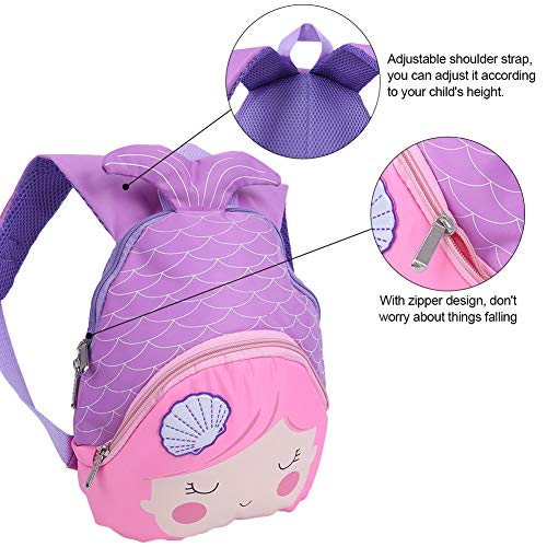 Mochila para niñas, mochila escolar resistente al agua de tela Oxford portátil para niños linda mochila escolar de sirena con espalda acolchada y correas ajustables(Violeta)