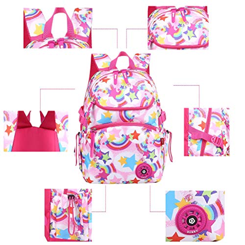 Mochila para Niñas, Unicornio Mochilas Escolares Juveniles, Primaria Mochila Infantil 16" Gran Capacidad Colegio Viajes Mochilas con Tira Reflectante, Regalos para Adolescentes, Negra