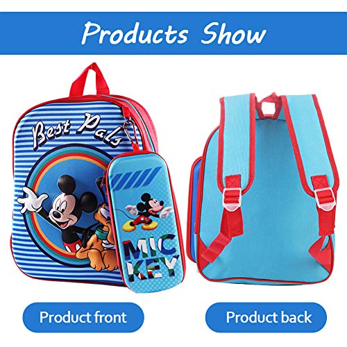 Mochila para Niños Mickey, Mochila y Estuche para Lápices 3D Mickey Mickey Mouse, Mochila de Viaje para Deportes al Aire Libre para Niños, Regalo de Cumpleaños para Niños