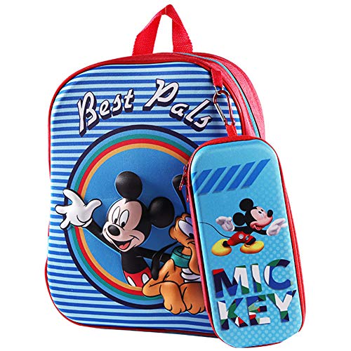 Mochila para Niños Mickey, Mochila y Estuche para Lápices 3D Mickey Mickey Mouse, Mochila de Viaje para Deportes al Aire Libre para Niños, Regalo de Cumpleaños para Niños