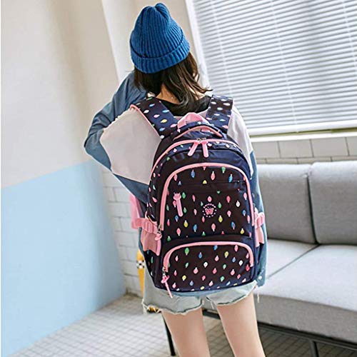 Mochila para niños Mochila Escolar Primaria para niñas Rosa de 3 Piezas Impermeable de Nylon con Bolsa de Almuerzo con Aislamiento para Mochila de niños, Mochila para Estudiantes de 6 a 13 años.