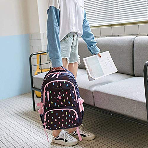 Mochila para niños Mochila Escolar Primaria para niñas Rosa de 3 Piezas Impermeable de Nylon con Bolsa de Almuerzo con Aislamiento para Mochila de niños, Mochila para Estudiantes de 6 a 13 años.