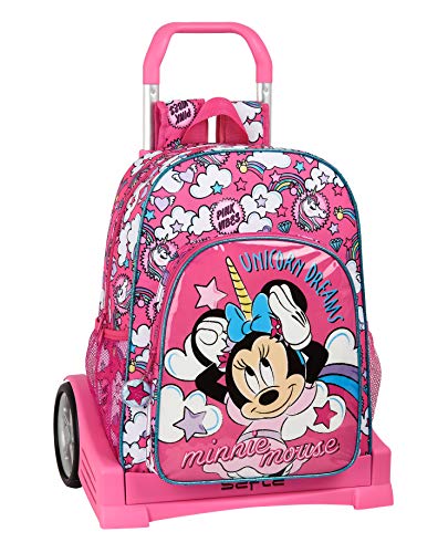 Mochila Safta 180 Espalda Ergonómica con Carro Safta Evolution de Minnie Mouse, Multicolor