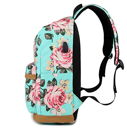 Mochilas Escolares Juveniles Mochila Escolar Juvenil Mochilas Colegio Instituto Universitarias Grandes Chicas Jovenes Bolsos Escolares Lona Mujer USB Charging Port para Ordenador Portatil Viaje Verde