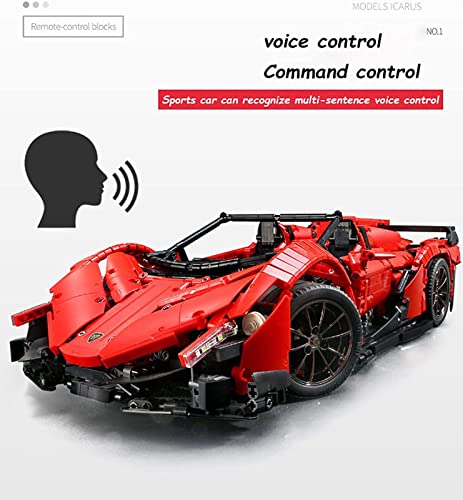 Modelo Coche Deportivo Tecnología,13079 Tecnología Coche Control Remoto con Motor y Luz,Juguete Construcción Partículas Pequeñas para Niños, Compatible con Lego Red,One Size