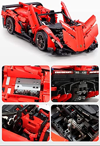 Modelo Coche Deportivo Tecnología,13079 Tecnología Coche Control Remoto con Motor y Luz,Juguete Construcción Partículas Pequeñas para Niños, Compatible con Lego Red,One Size