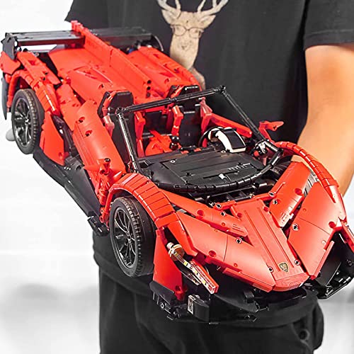 Modelo Coche Deportivo Tecnología,13079 Tecnología Coche Control Remoto con Motor y Luz,Juguete Construcción Partículas Pequeñas para Niños, Compatible con Lego Red,One Size