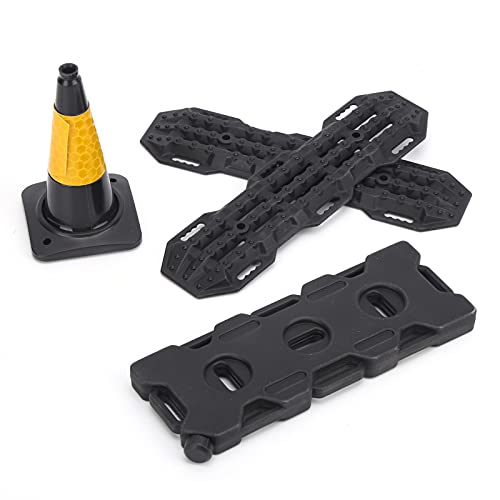 Modelo de coche, juego de tres piezas, plástico RC, escalera de arena para coche, barrera de carretera, tablero de recuperación, tanque de combustible de simulación, compatible con Axial (Negro)