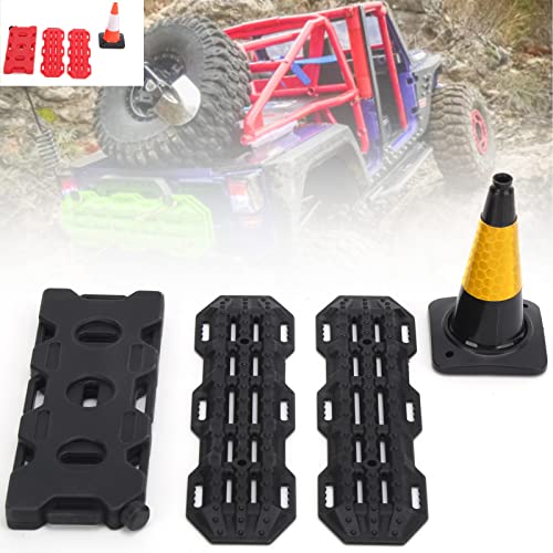 Modelo de coche, juego de tres piezas, plástico RC, escalera de arena para coche, barrera de carretera, tablero de recuperación, tanque de combustible de simulación, compatible con Axial (Negro)