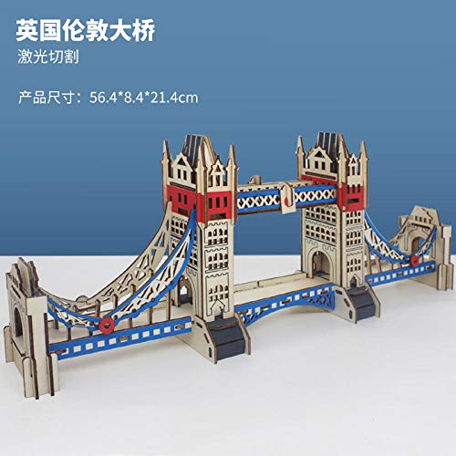 Modelo de construcción de madera 3D juguete de regalo rompecabezas kit de construcción de artesanía en madera puente de la torre Londres Inglaterra río Támesis Reino Unido construcción famosa 1 pieza