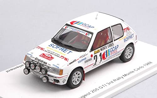 Modelo de escalera compatible con Peugeot 205 GTI N.21 3rd Monte Carlo 1988 J.P.BALLET-M.C.LALLEMENT 1:43 SPARK MODEL S9453